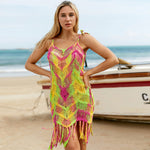 Women's Tassel Crochet Beach Dress – Boho Summer Cover Up | Free Size Bikini Swimsuit Cover for Pool, Beach & Vacation