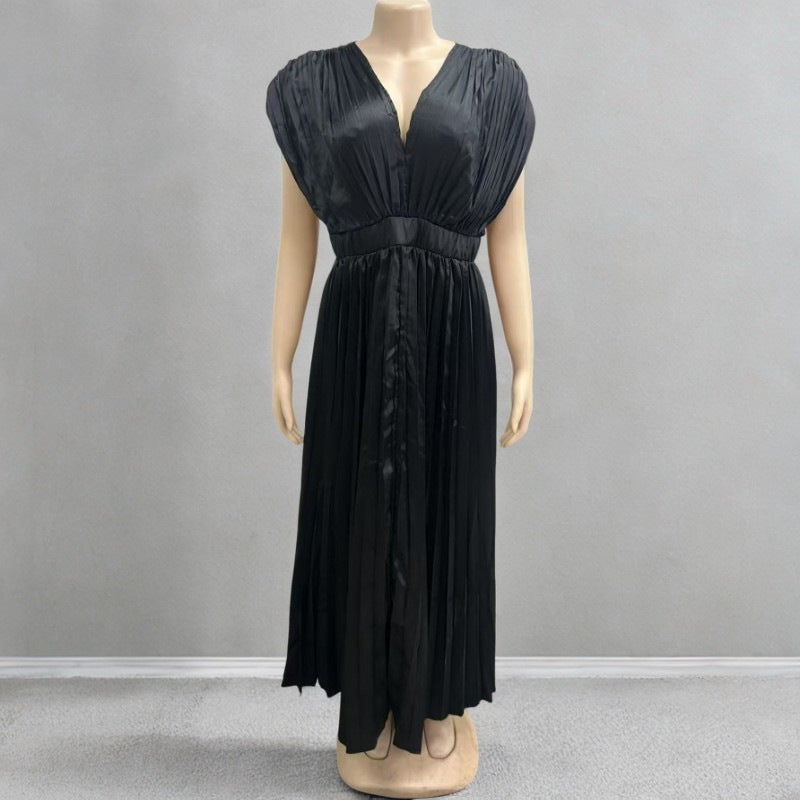 Elegant V-Neck Satin Dress for Women – High Waist Slim Fit | 10 Colors | S-3XL | Chic Party & Evening Wear
