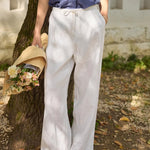 Women's Linen Wide-Leg Pants – High Waist Cotton Drawstring Straight Trousers | Lightweight Summer Casual Pants (S–XL)