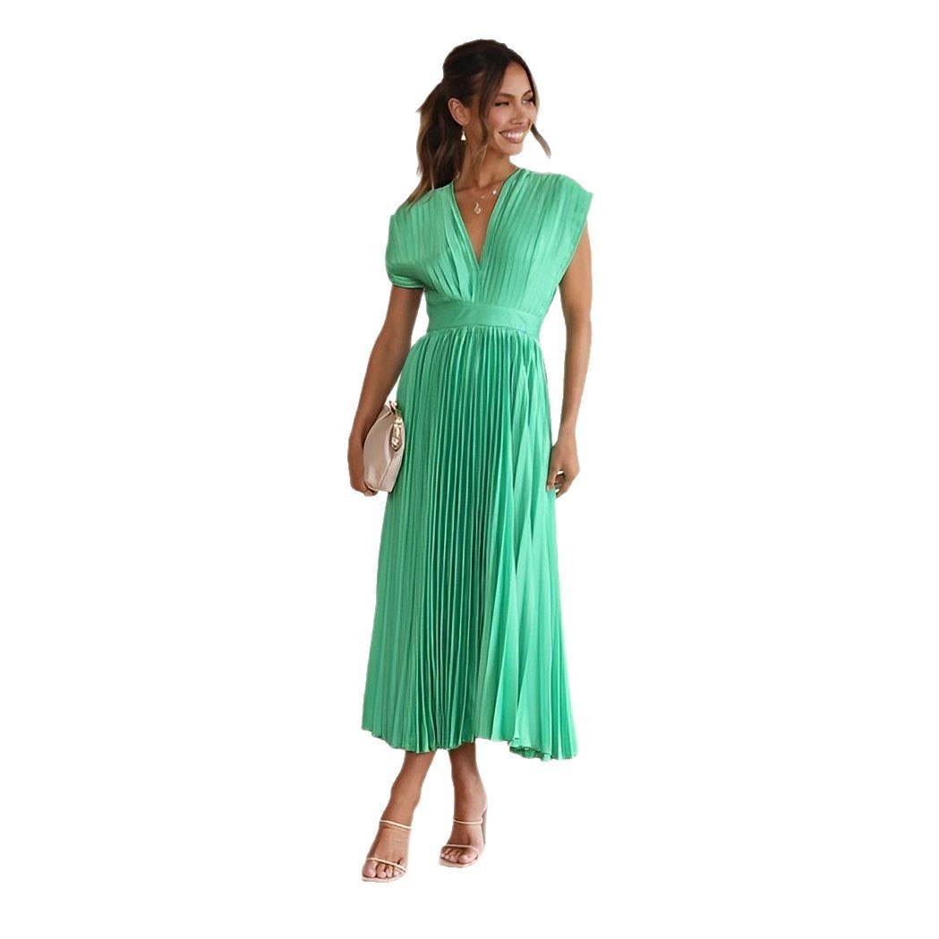 Elegant V-Neck Satin Dress for Women – High Waist Slim Fit | 10 Colors | S-3XL | Chic Party & Evening Wear